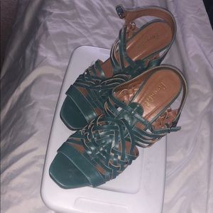 Bonnibel Weaved Leather Teal heels